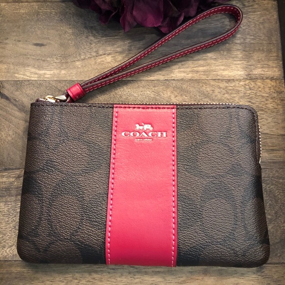 Coach Handbags - COACH Pink & Brown Wristlet